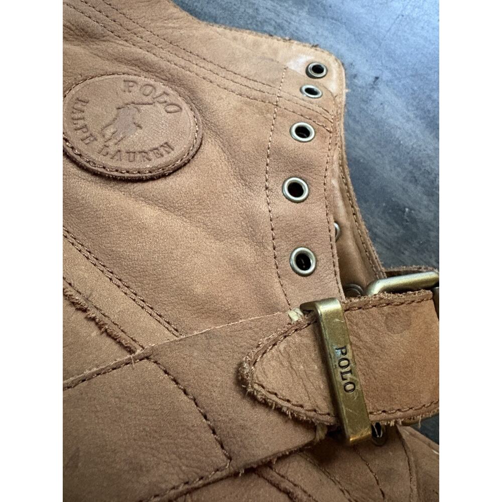 POLO Ralph Lauren Ranger Leather Lace Up Buckle Boots Men’s Size 7.5 Brown Tan - Picture 7 of 10
